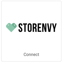Logo Storenvy sur un bouton carrée indiquant « Connecter ».
