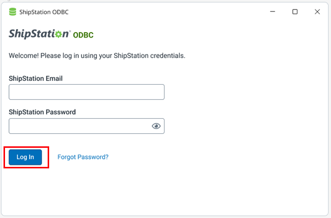 The ShipStation username and password fields are filled out and the Sign In button is selected.
