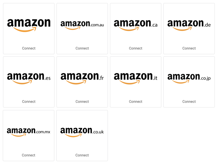 Amazon connection tiles for all countries available in ShipStation