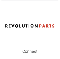 Revolutionparts logo on square tile button that reads, "Connect".