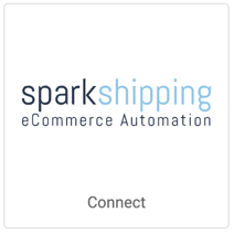 Logo Spark Shipping sur un bouton carré en forme de tuile indiquant « Connecter ».