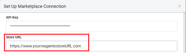 Enter the Magento Base Link URL into the Store URL field in ShipStation.