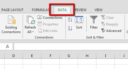 Interface utilisateur Excel avec l'onglet Données en surbrillance.