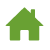 Icône d'adresse résidentielle validée : Maison simple en vert