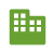 Icône d'adresse commerciale validée : Immeuble de bureaux vert avec des carrés blancs comme fenêtres