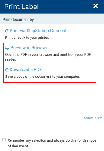 L'encadré rouge met en évidence les options Télécharger en format PDF et Aperçu dans le navigateur dans la fenêtre contextuelle.