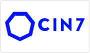 Logo Cin7 sur un bouton carré en forme de tuile