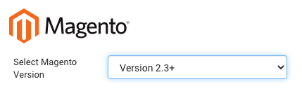 Le menu de sélection de la version de Magento est réglé sur la version 2.3+.