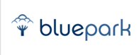 Logo Bluepark sur un bouton de tuile carrée