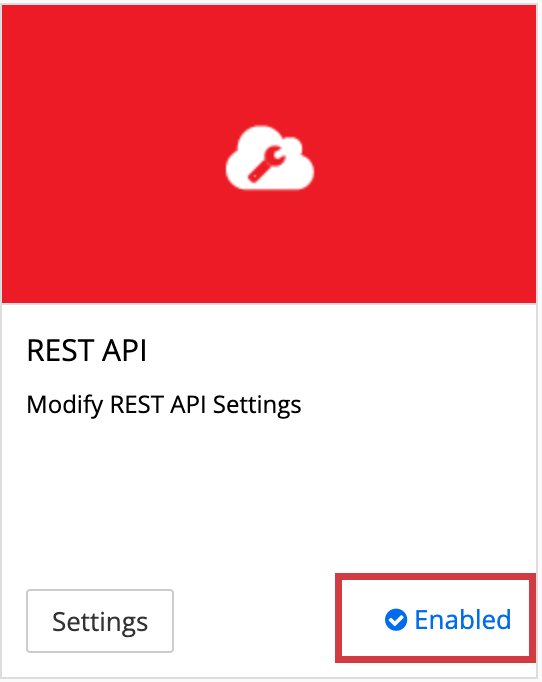 Rest API Shift4shop avec l'icône Activé en surbrillance.