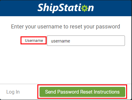 L'écran de réinitialisation du mot de passe s'affiche avec le nom d'utilisateur saisi et le bouton Envoyer les directives de réinitialisation du mot de passe est mis en surbrillance.