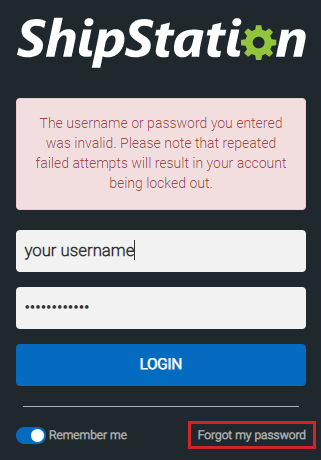 L'écran de connexion s'affiche et le lien Mot de passe oublié est mis en surbrillance.