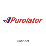 Purolator logo on square tile button that reads, "Connect".